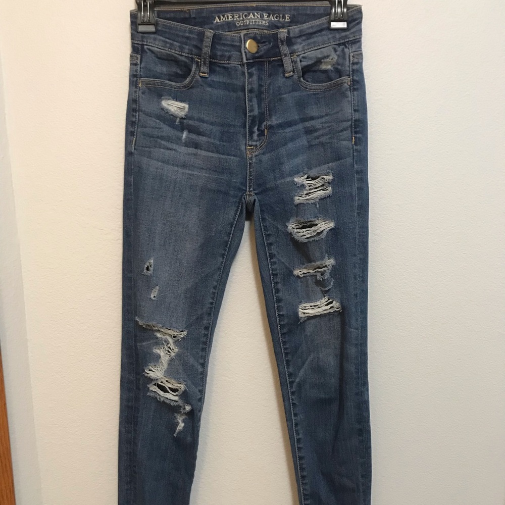 Ripped blue jeans